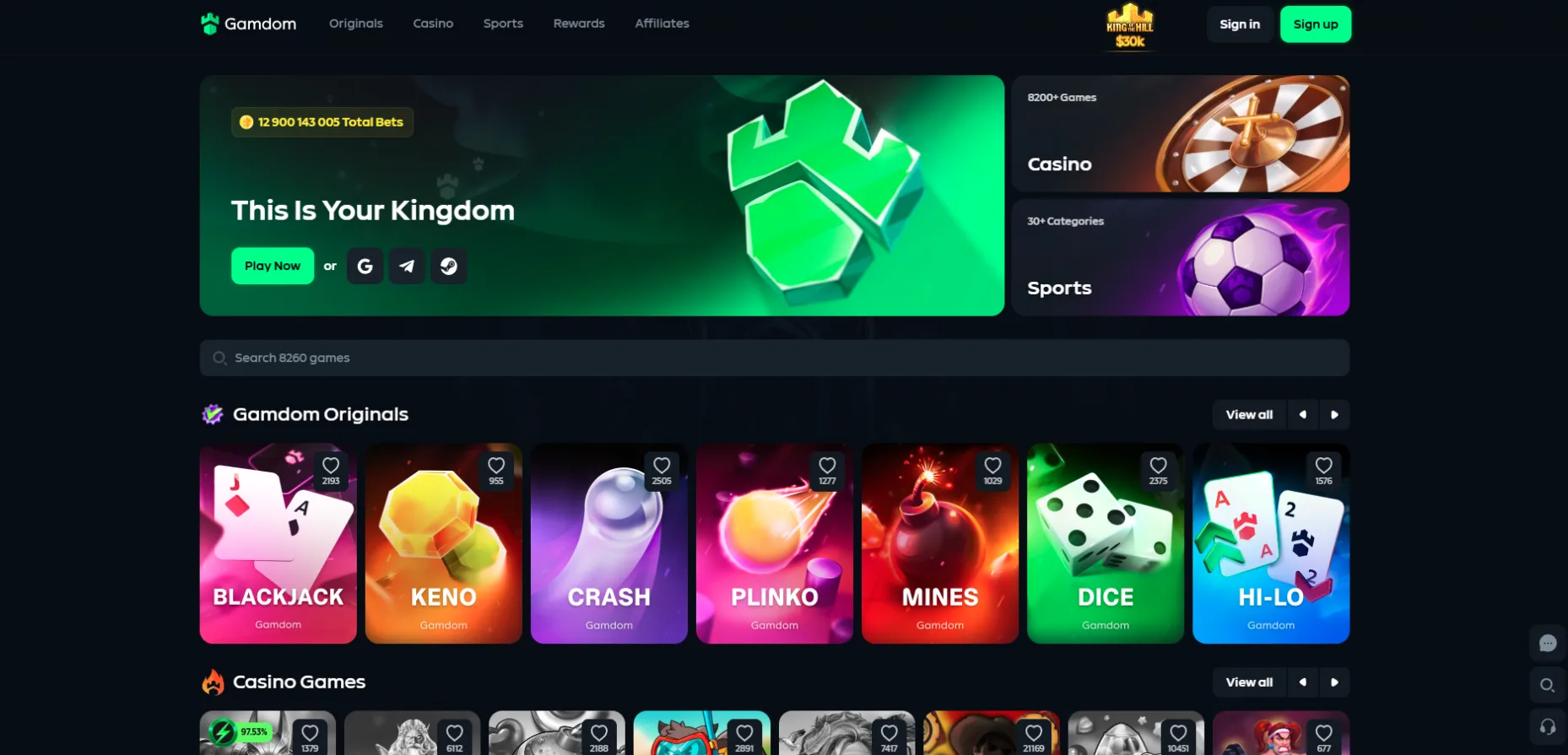 Gamdom casino screen