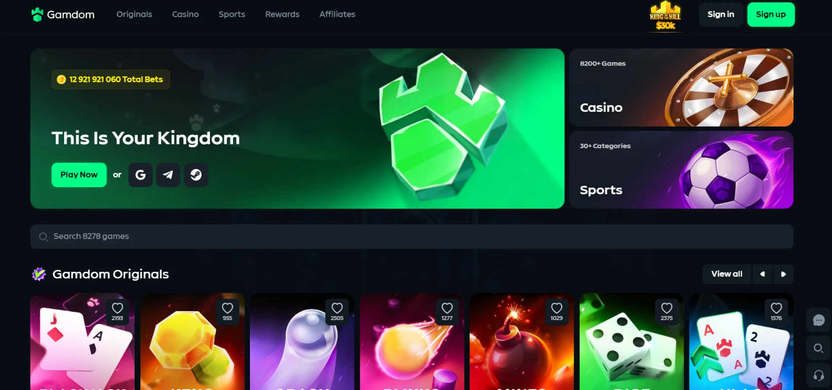Gamdom casino screen