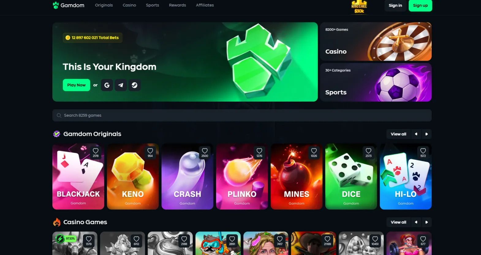 Gamdom casino screen