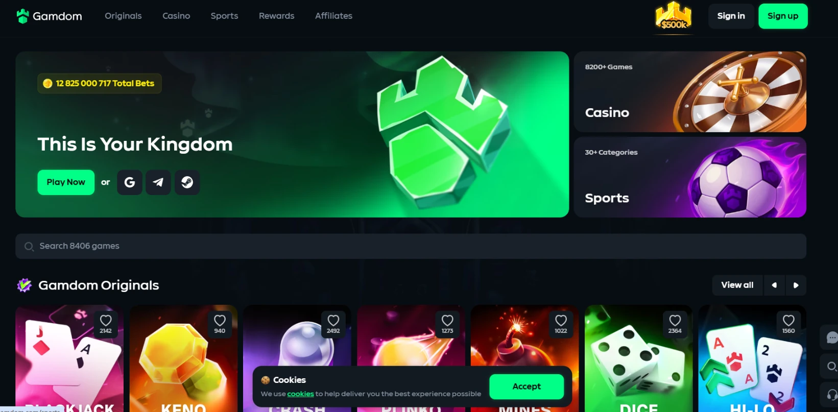 Gamdom casino screen