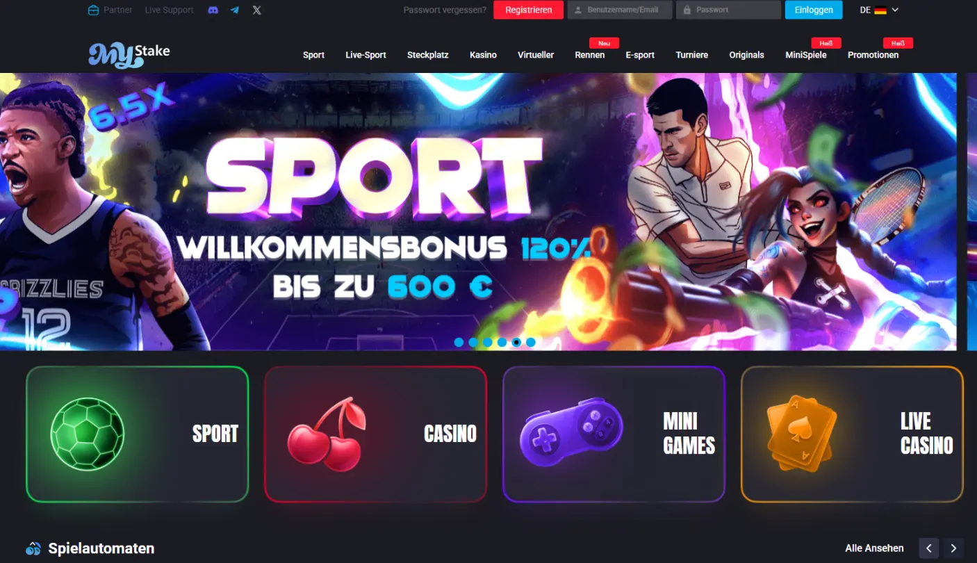 MyStake casino screen