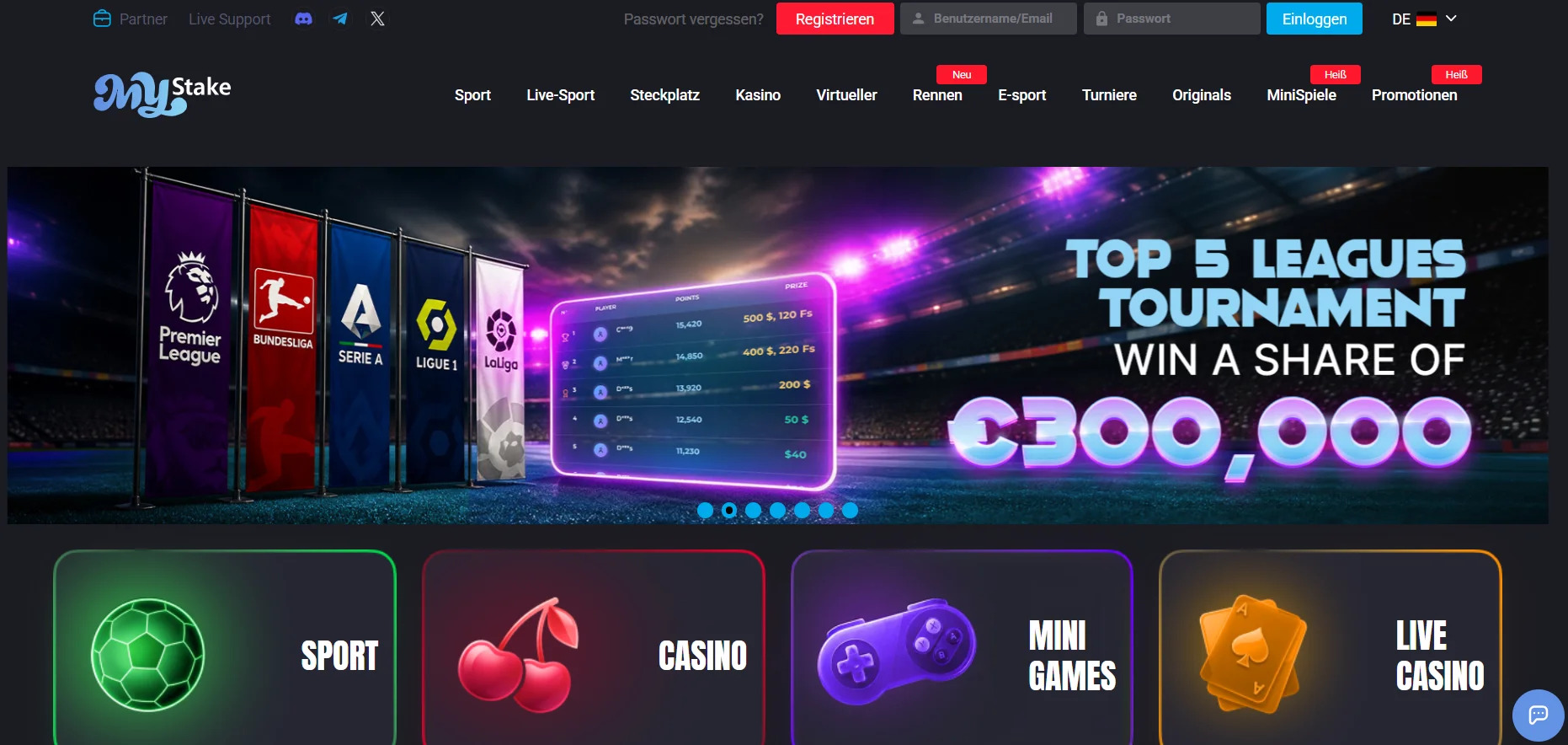 MyStake casino screen
