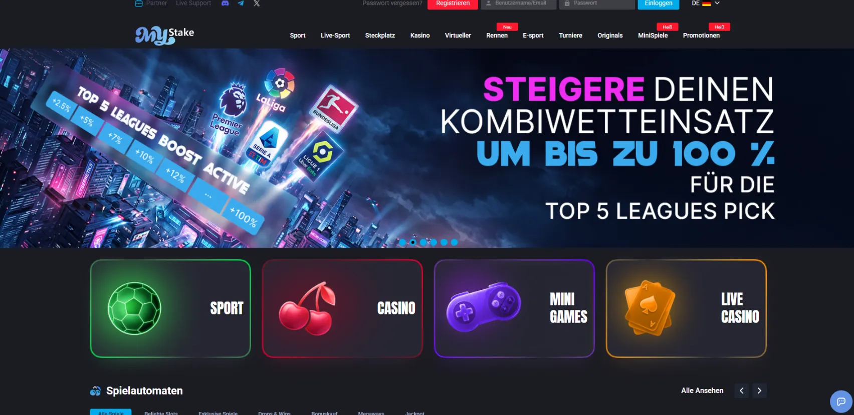 MyStake casino screen