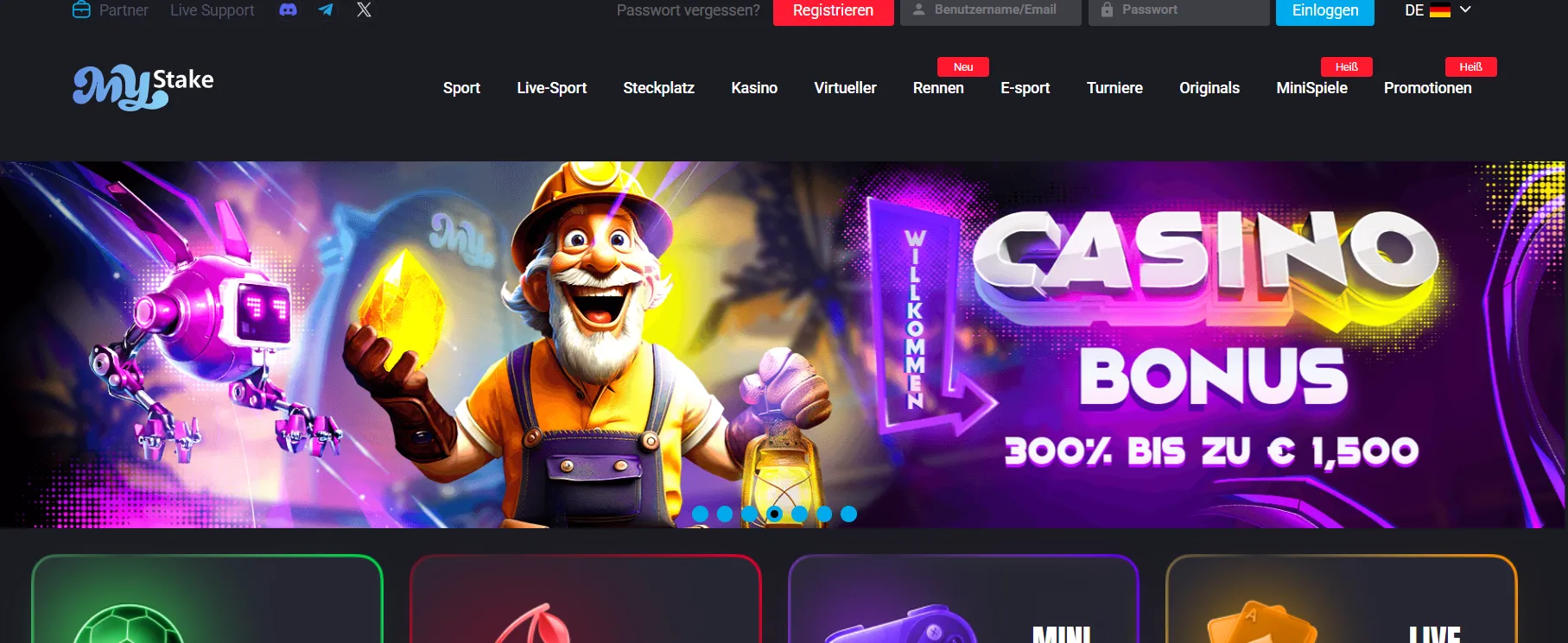 MyStake casino screen
