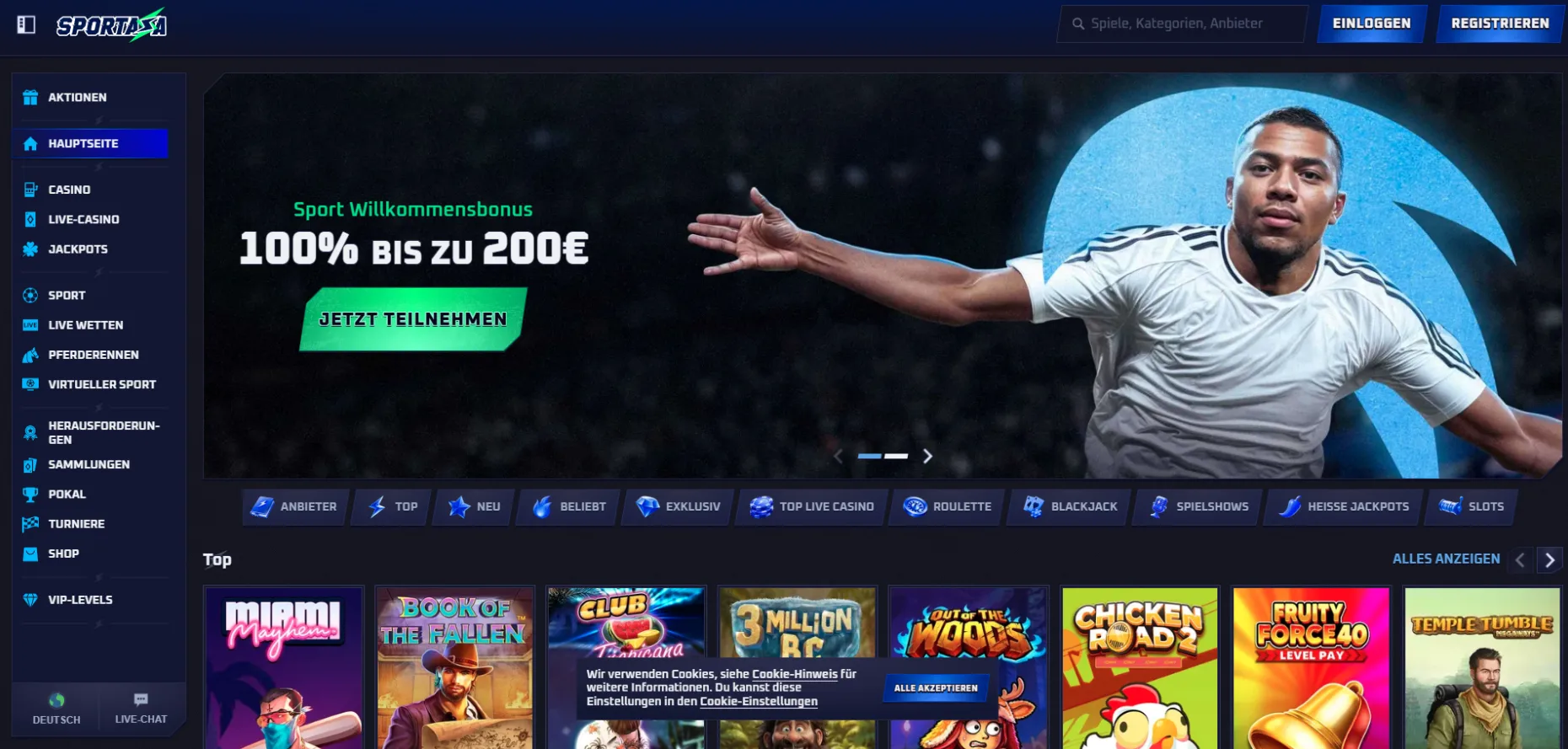 Sportaza casino screen