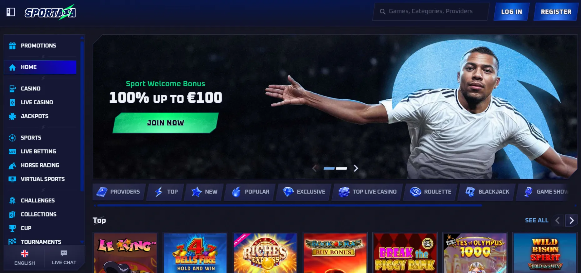 Sportaza casino screen