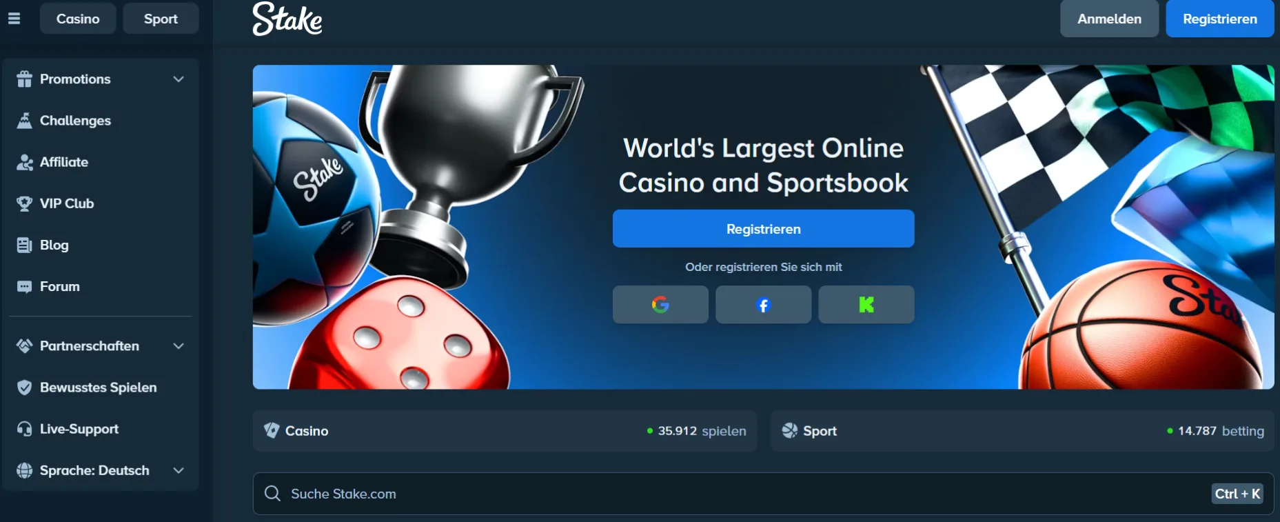 Stake.com casino screen