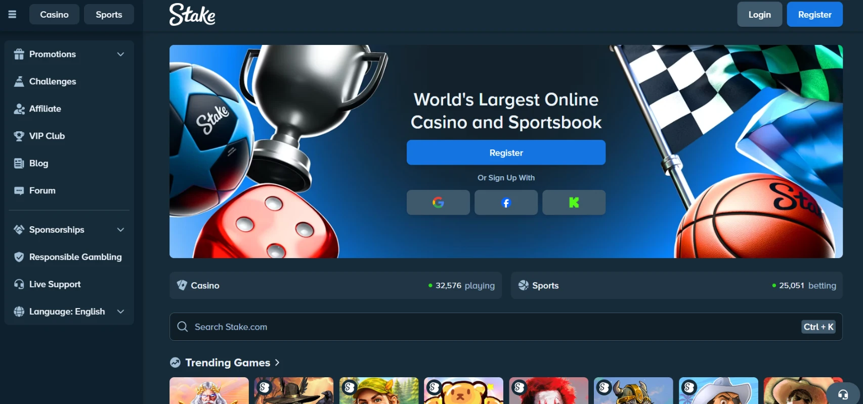 Stake casino screen